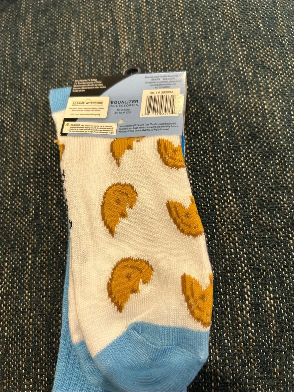 Sesame Street Light Blue Monster Crew Socks